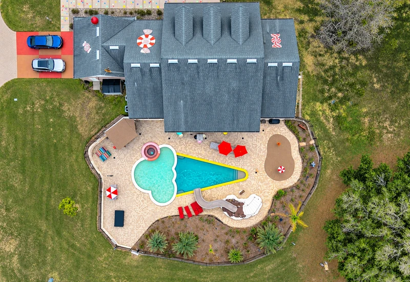 Clermont estate wedding venue aerial view showing full estate - 150 guest capacity - sleeps 26 - all-in-one venue + accomm...